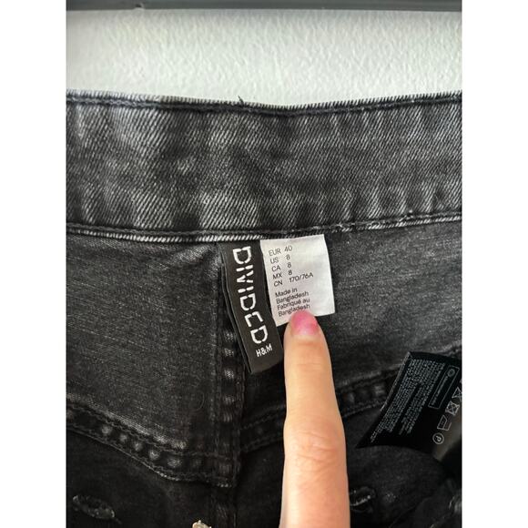 H&M Divided Denim Cutoff Jean Shorts Size 8 Black Wash High Rise Festival - Picture 3 of 7